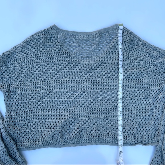 Moon & Madison Teal Waffle Knit Cropped Sweater, M - Picture 3 of 5